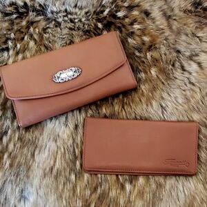 Fossil 1954 Vintage Leather Tri-Fold Wallet+Checkbook Bi-fold, Brown, 7.25"